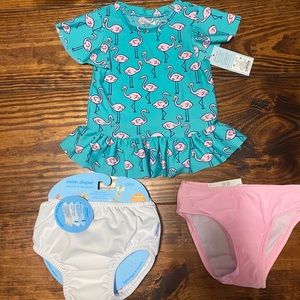 🦩FLAMINGO SWIMSUIT AND SWIM DIAPER 2T🦩